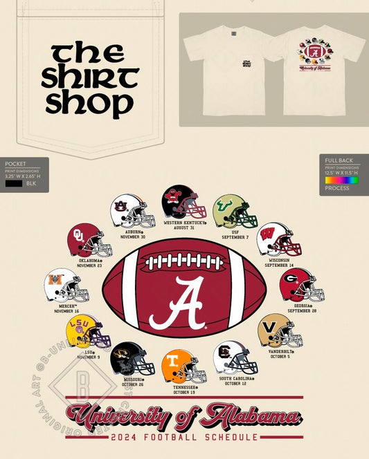 The Shirt Shop Alabama 2024 Football Schedule T-Shirt