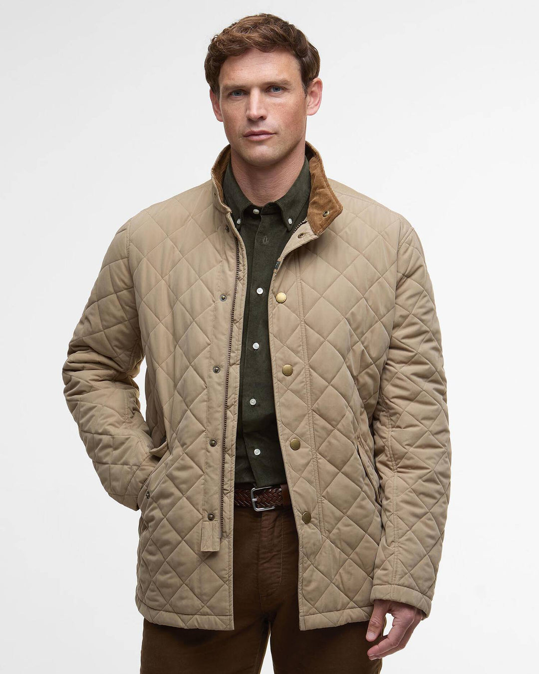 Barbour Shoveler Quilted Jacket- Military Brown