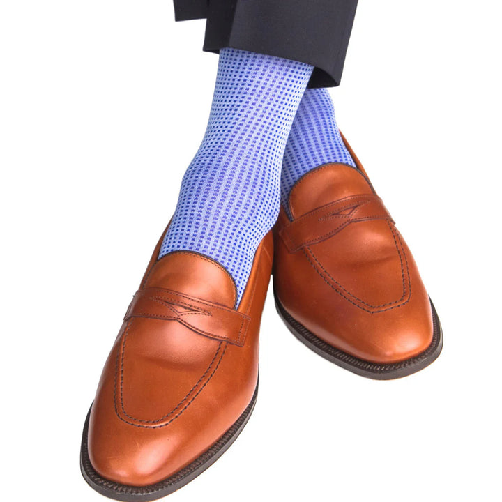 The Shirt Shop Socks- Grenadine Check (Sky Blue)