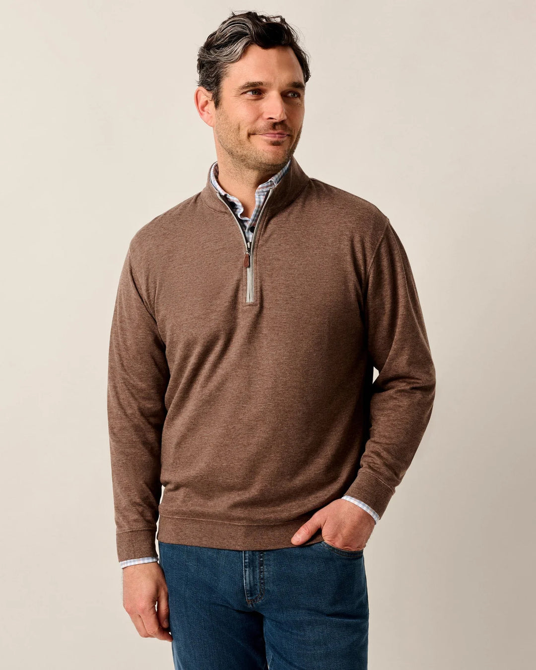 Johnnie-O Sully 1/4 Zip Pullover- Grizzly