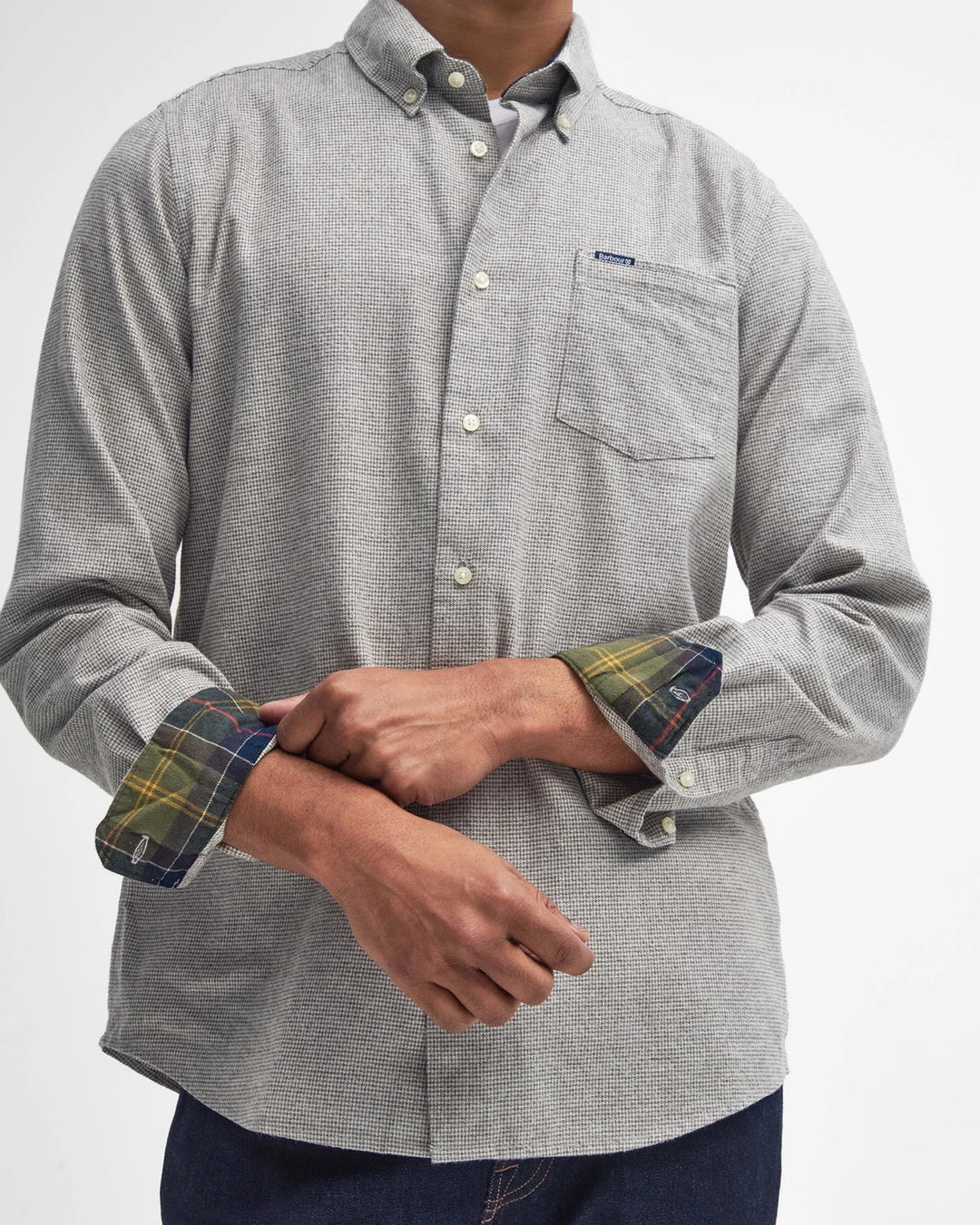 Barbour Turner Tailored Houndstooth Shirt- Olive