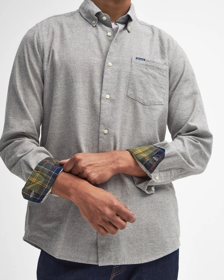 Barbour Turner Tailored Houndstooth Shirt- Olive