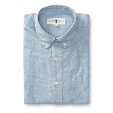 Duck Head Long Sleeve Cotton Oxford Wallace Shirt - Lure Blue