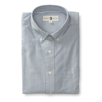 Duck Head Long Sleeve Cotton Oxford Collins Stripe Shirt - Varsity Blue