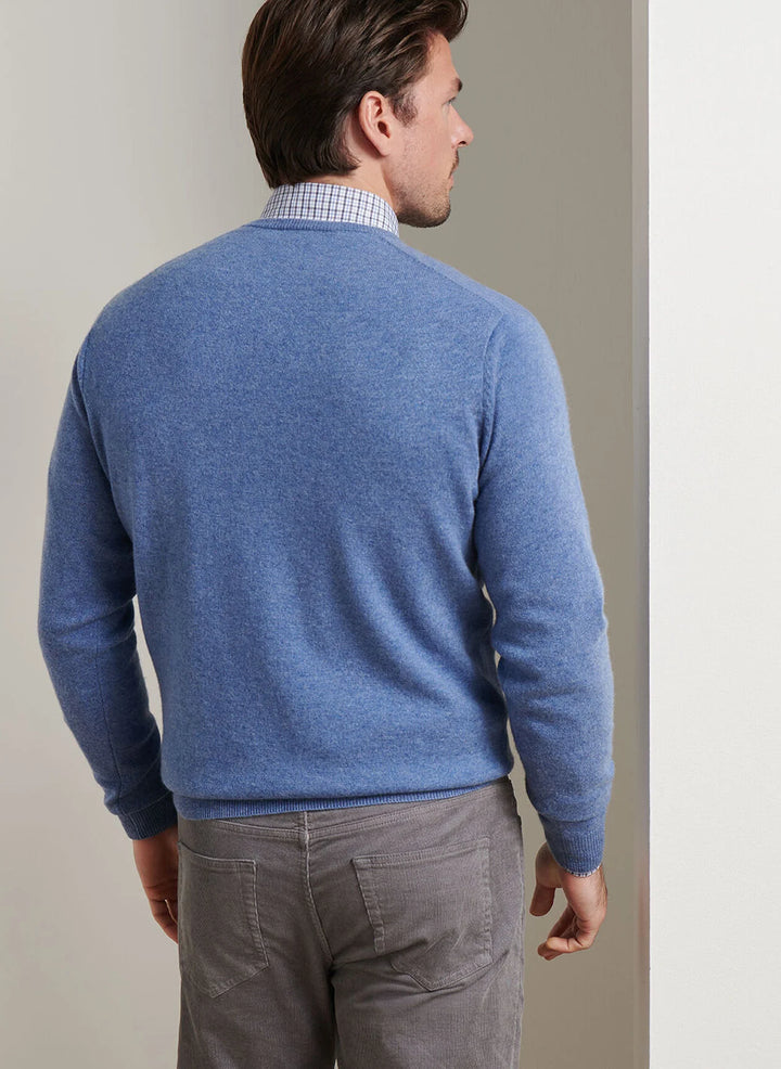 Peter Millar Crown Heritage Cashmere V-Neck Sweater- Astral Blue