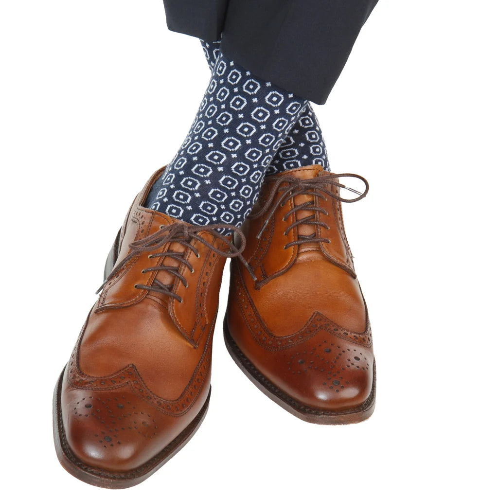 The Shirt Shop Socks- Navy with White Neats