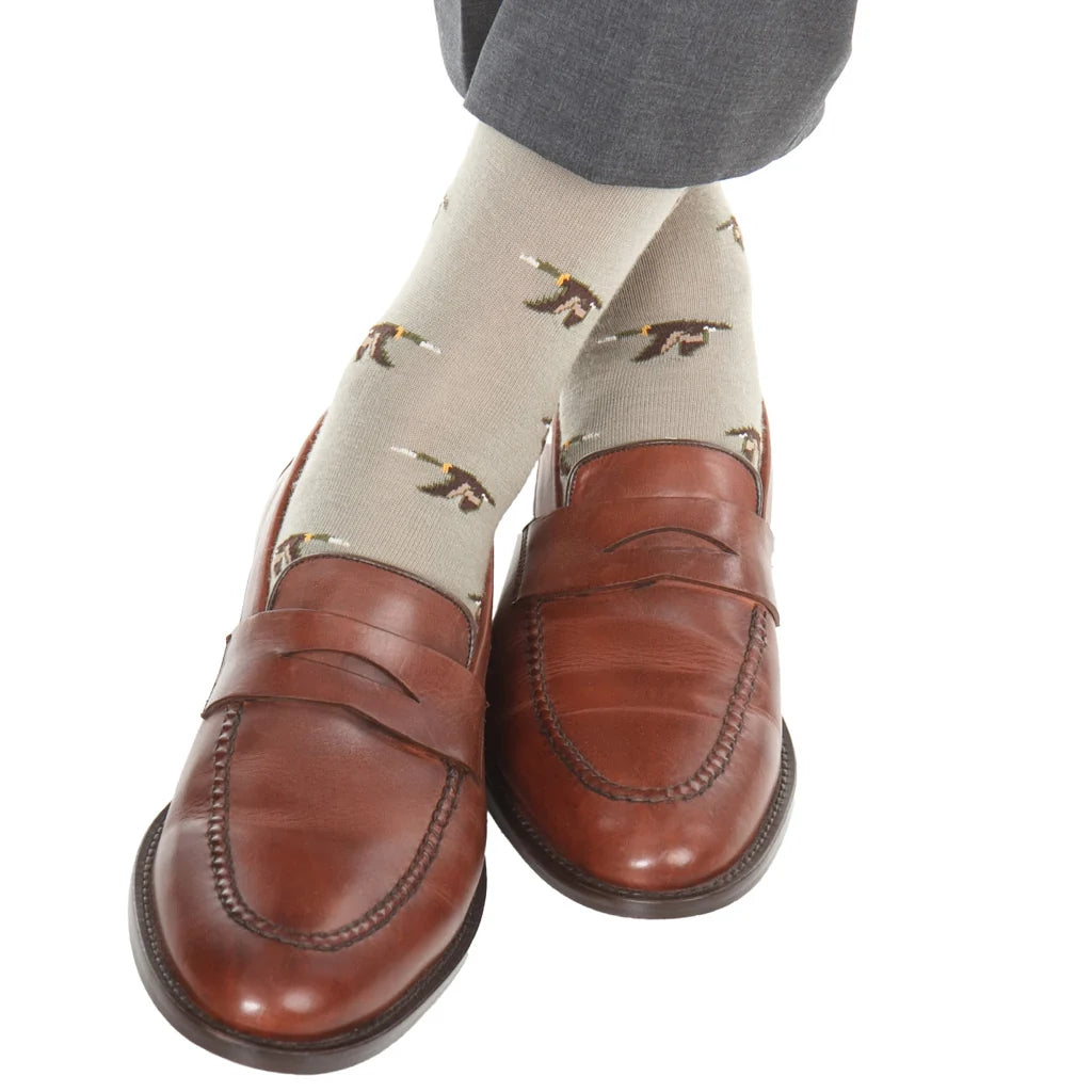 The Shirt Shop Socks- Taupe with Mallards