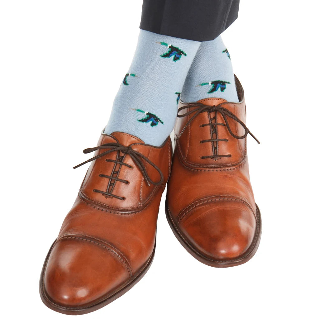 The Shirt Shop Socks- Sky Blue with Mallards