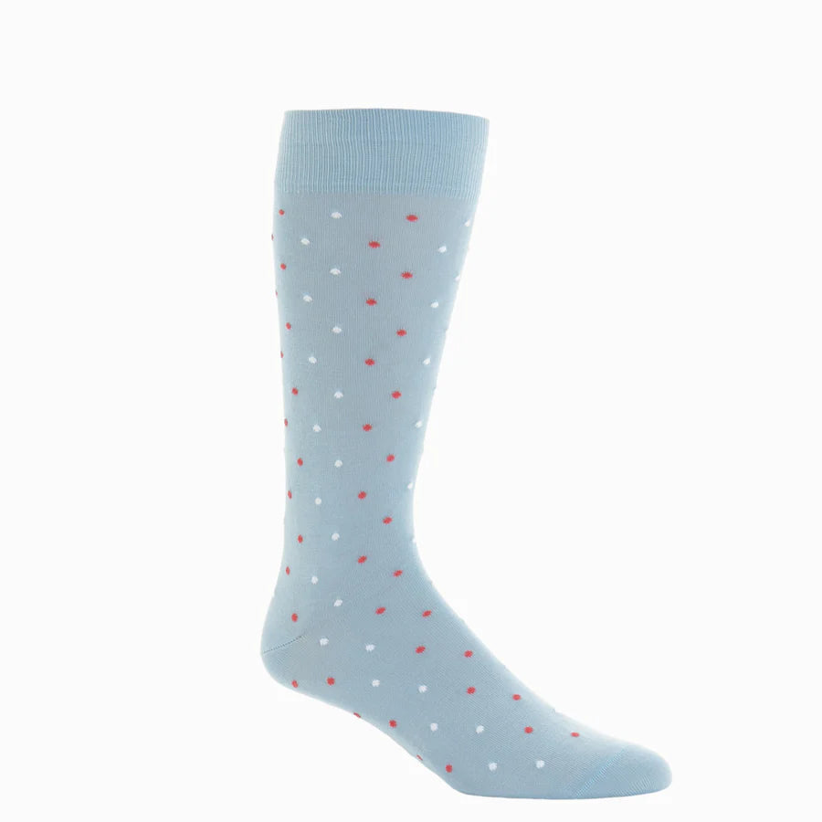 The Shirt Shop Socks - Sky Blue with White and Coral Dot