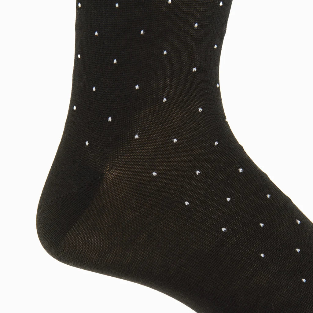 The Shirt Shop Socks - Black with White Pin  Dots