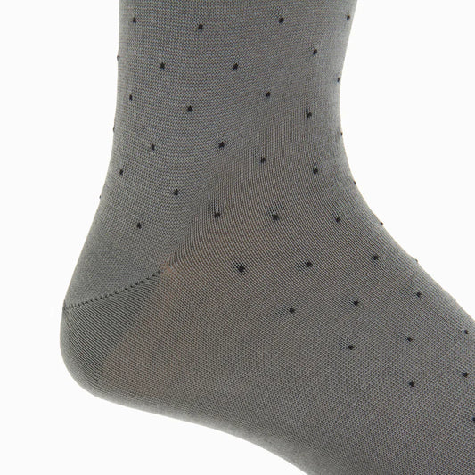 The Shirt Shop Dress Socks - Steel Gray with Black Pindots