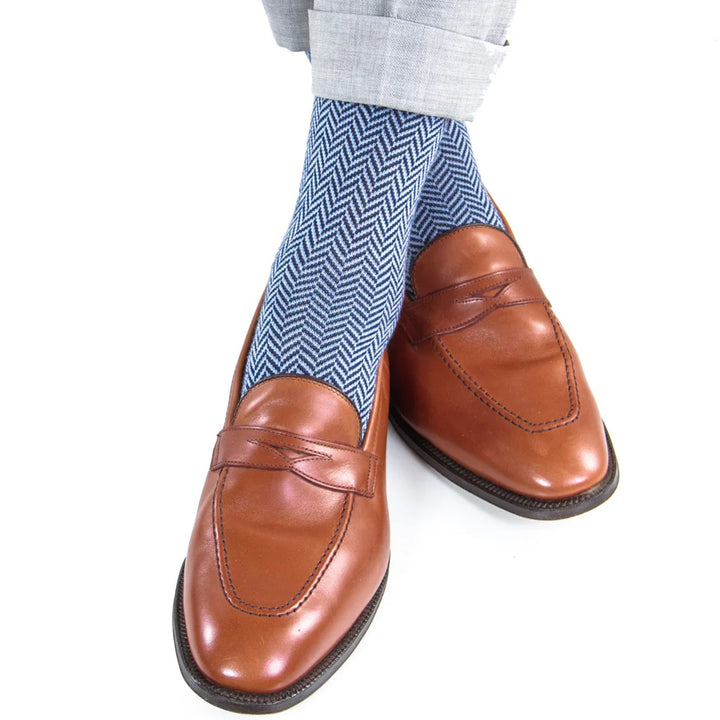 The Shirt Shop Socks - Navy Herringbone
