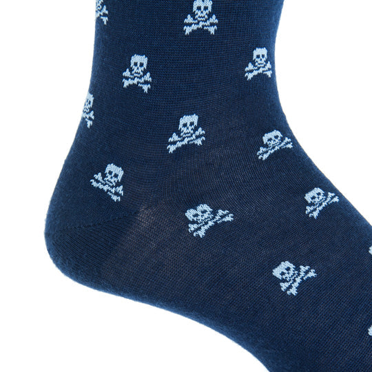 The Shirt Shop Dress Navy Skull Merino Wool Dress Sock