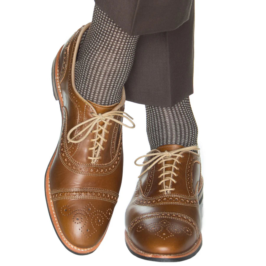 The Shirt Shop Dress Socks - Coffee with Taupe Grenadine OTC