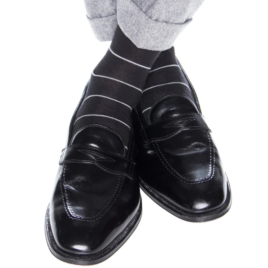 The Shirt Shop Socks - OTC Black with Gray Stripe