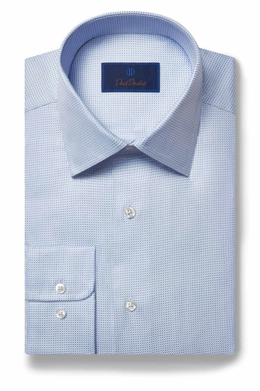 David Donahue Dress Shirt - Sky Small Print (Regular Fit)