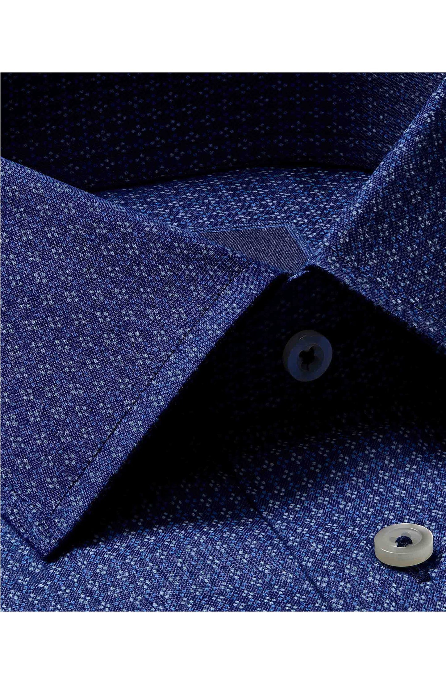 David Donahue Dress Shirt - Navy Microdot Print (Trim)