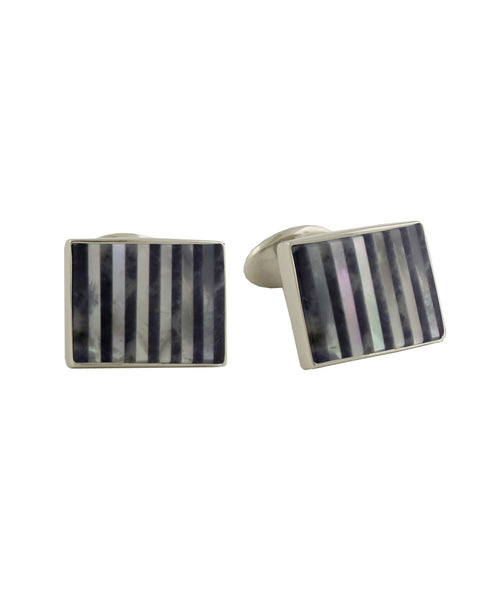 David Donahue Cufflinks - Sodalite and Mother of Pearl Striped