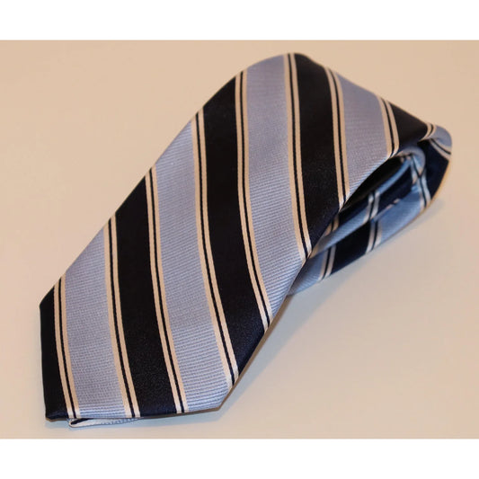 The Shirt Shop Tie - Navy with Sky Blue/White Stripe
