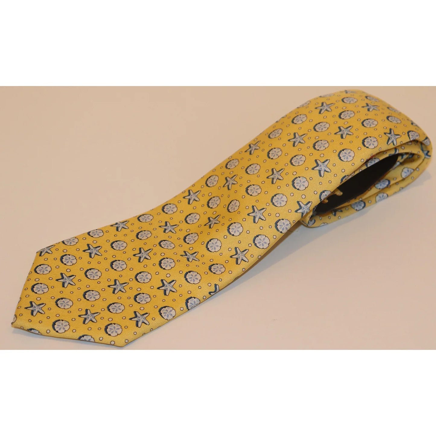 Vineyard Vines Youth Tie - Yellow with Sand Dollars/Starfish