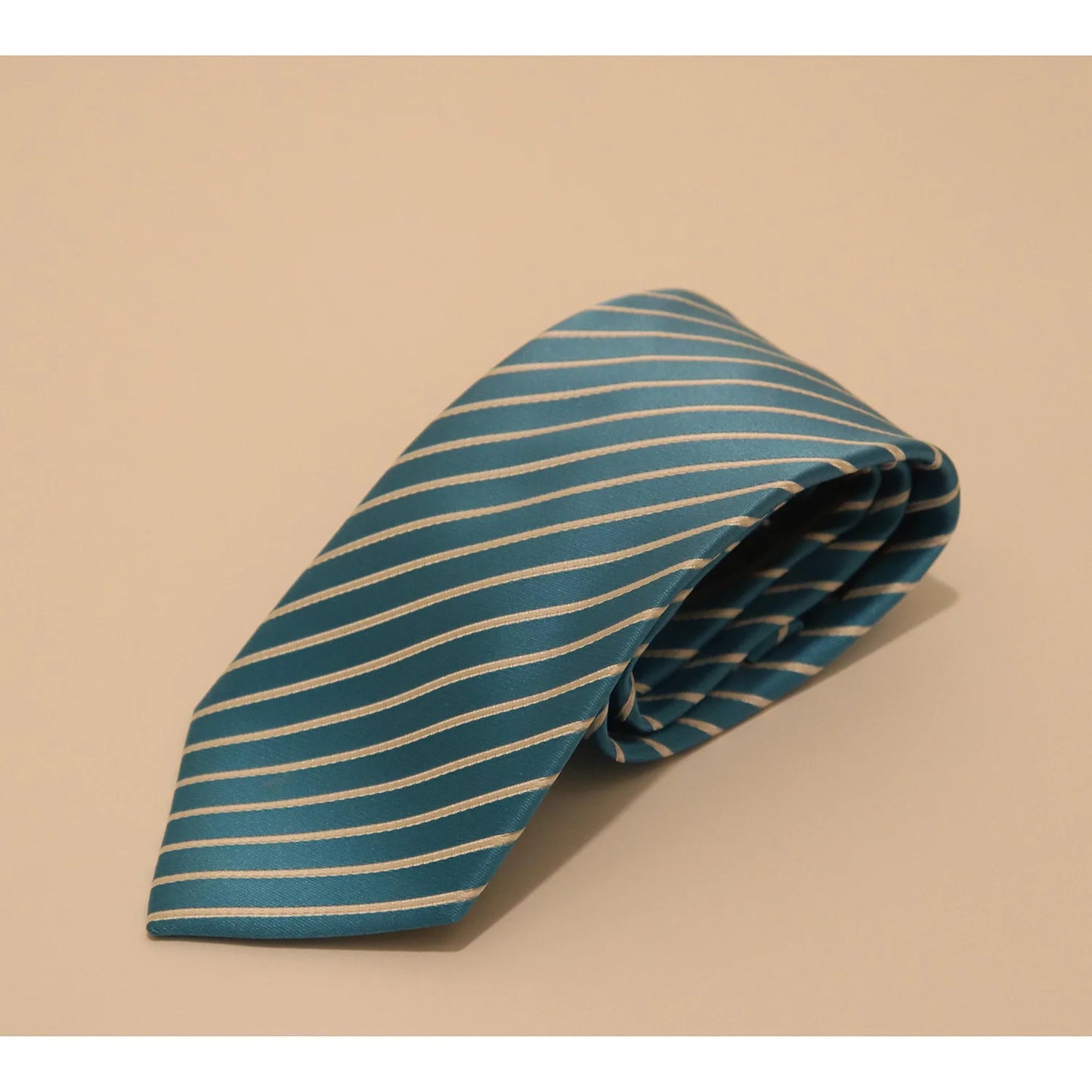 The Shirt Shop Tie - Aqua Blue and White Stripe