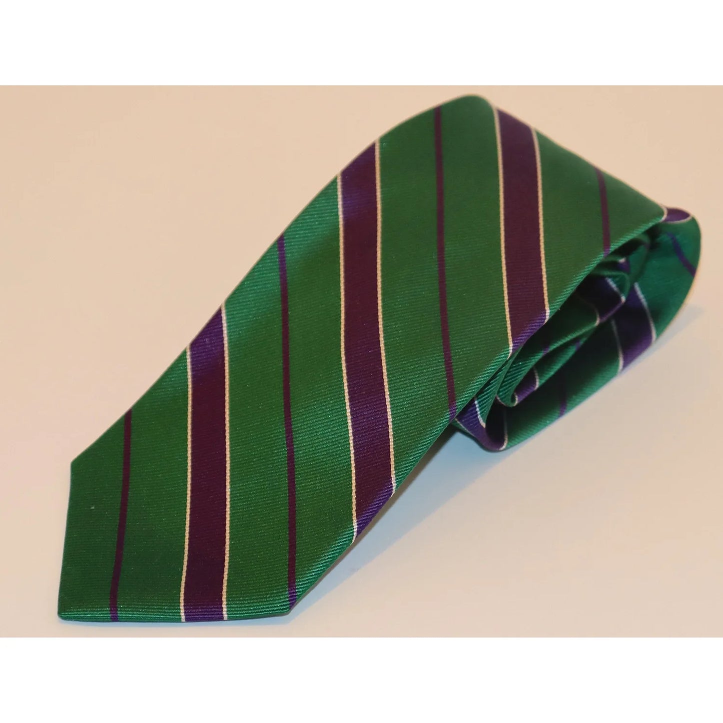 R. Hanauer Tie - Green with Purple Stripe