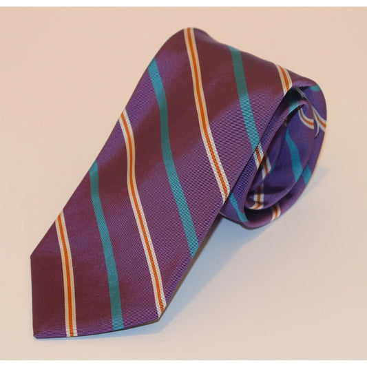 R. Hanauer Tie - Purple with Teal/Orange Stripe