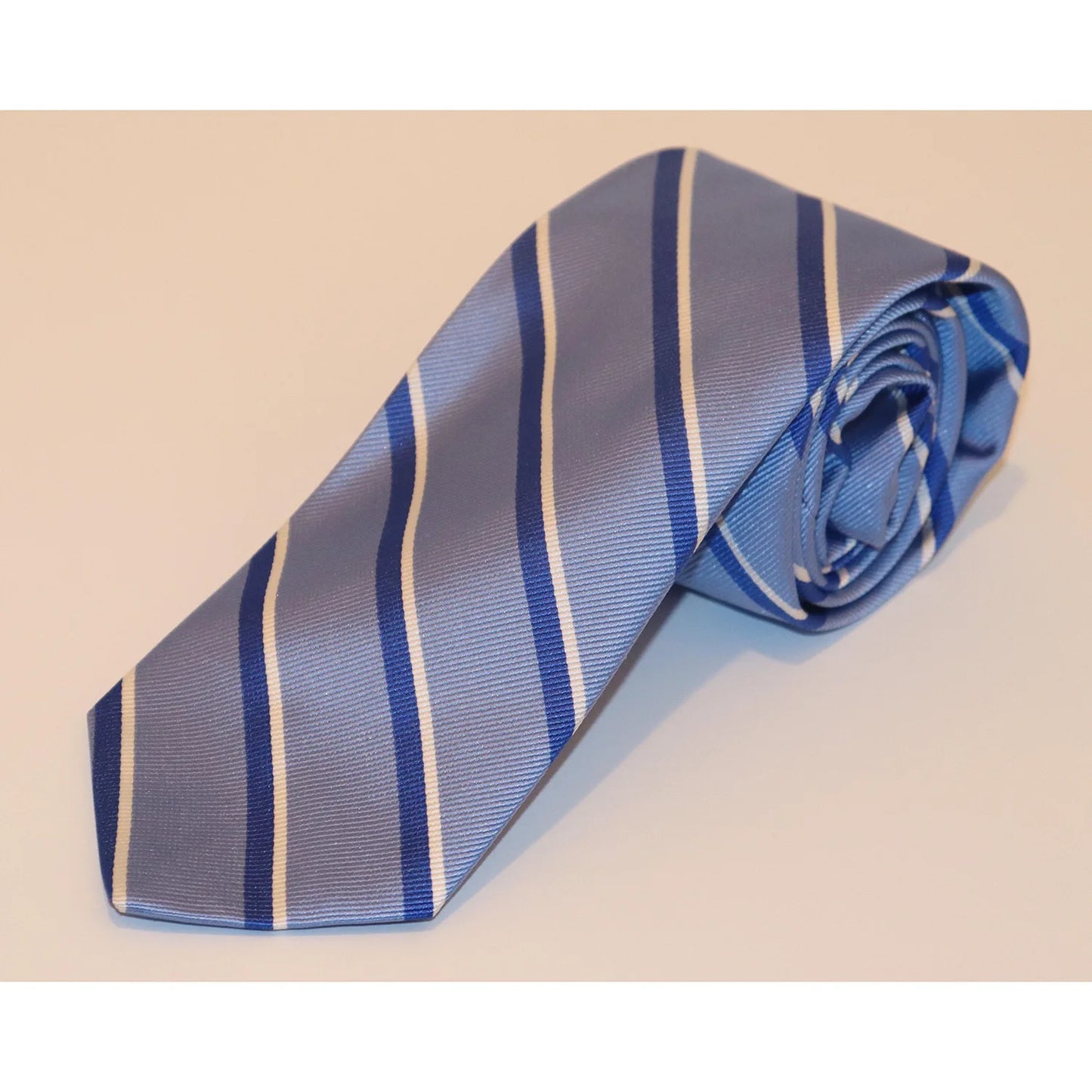 R Hanauer Tie - Blue/White Stripe