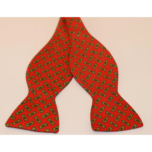 R. Hanauer Bow Tie - Red with Green/Yellow/Blue Geo Print