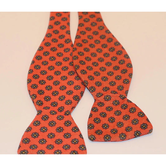 R. Hanauer Bow Tie - Orange with Tan Flowers