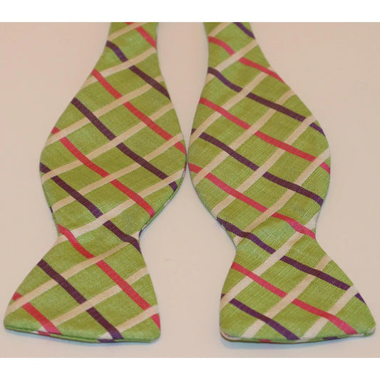 R. Hanauer Bow Tie - Lime with Pink/White/Purple Stripe