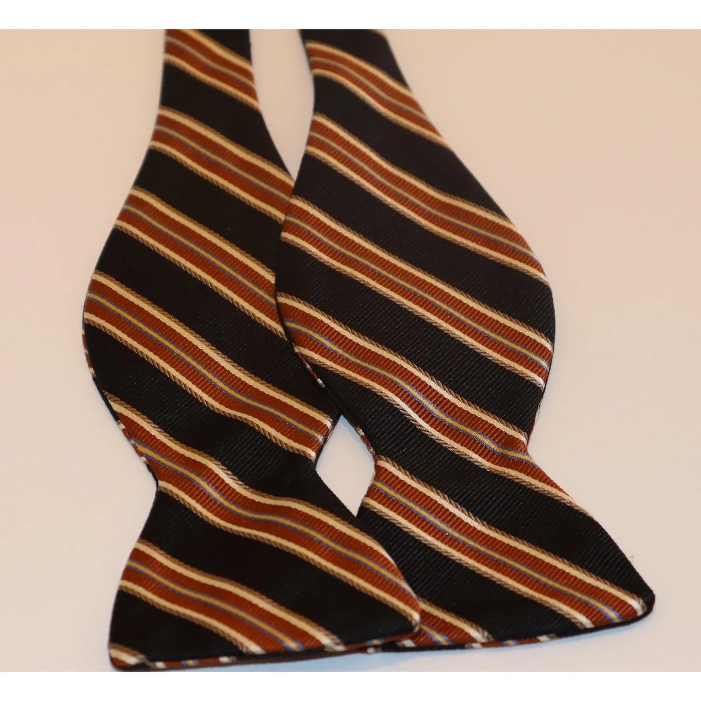 R. Hanauer Bow Tie - Black with Brown/Cream Stripes