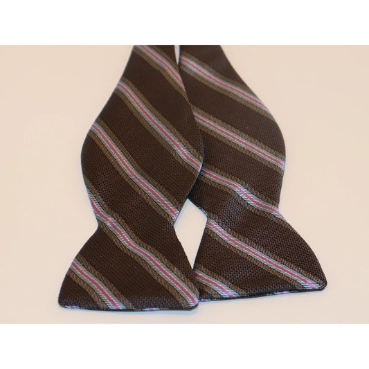 R. Hanauer Bow Tie - Black with Sky Blue/Purple Stripe