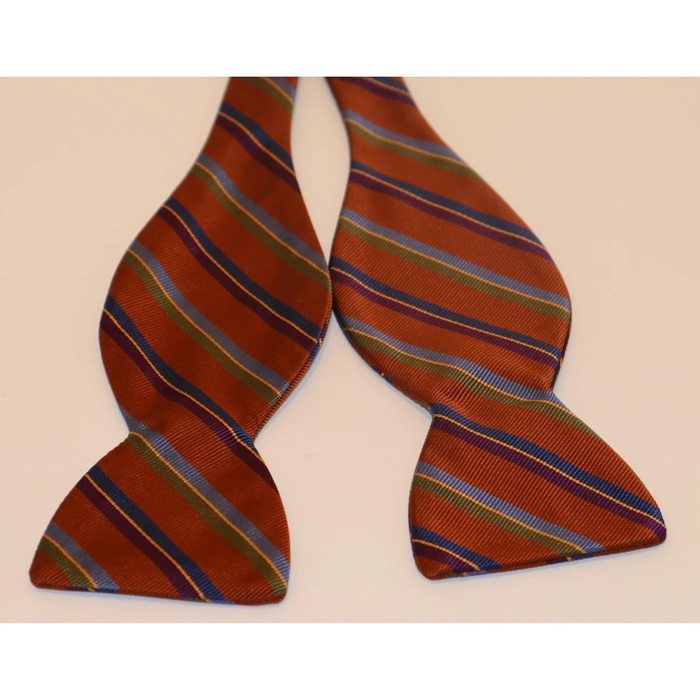 R. Hanauer Bow Tie - Brown with Green/Blue/Purple Stripe
