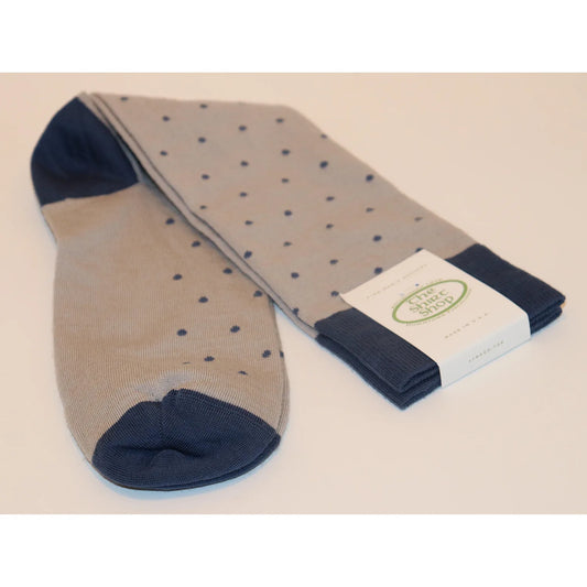 The Shirt Shop Dress Socks - Ash w/ Bay Blue Dots