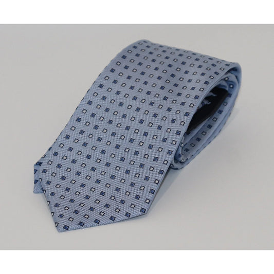The Shirt Shop Tie - Sky Blue with Royal/White Squares