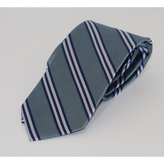 Scotty Z Tie - Slate Blue with White/Navy Stripe