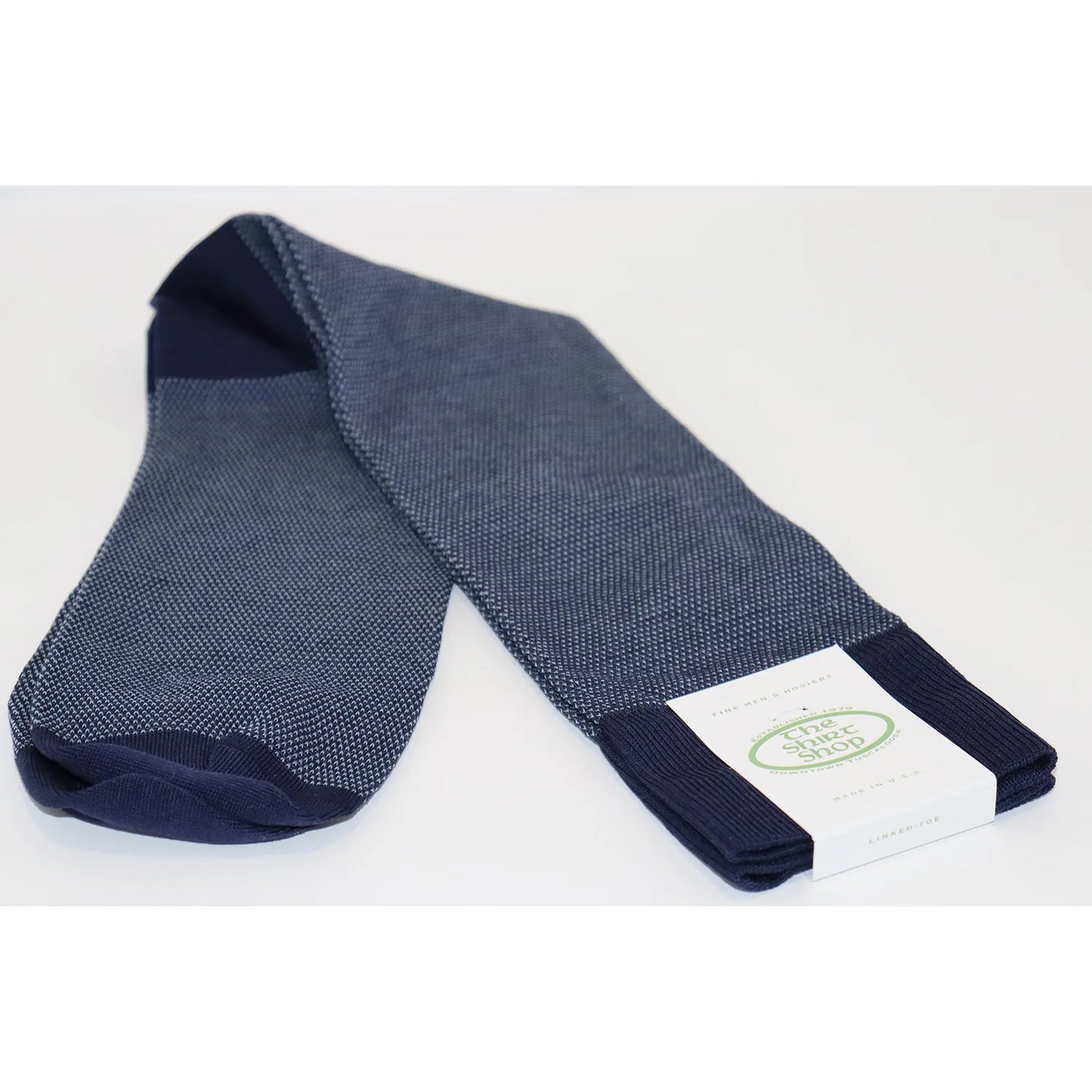 The Shirt Shop Dress Socks - Navy/Sky Blue Nailhead (2 Lengths)