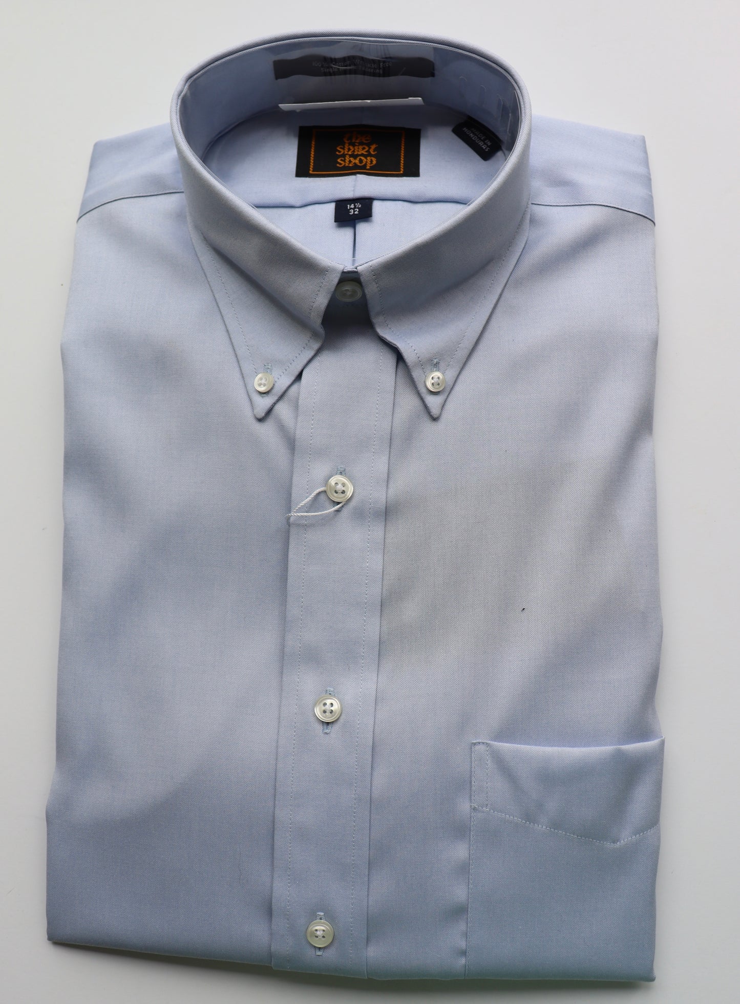 The Shirt Shop Dress Shirt - Blue Button Down (Exact Sleeve Length)