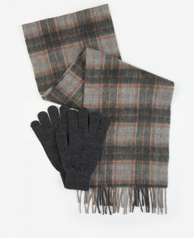 Barbour Tartan Scarf and Gloves Set