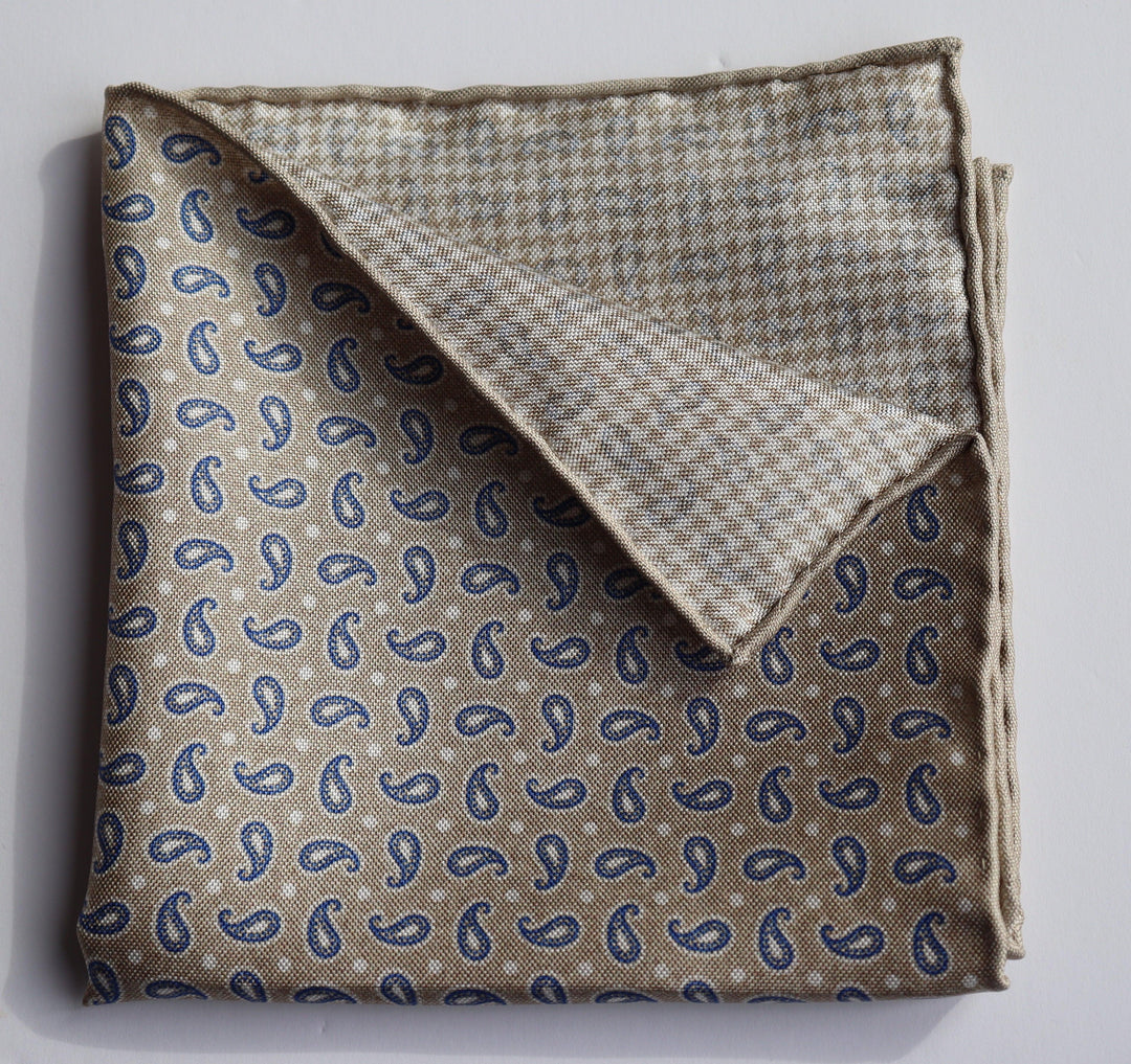 David Donahue Pocket Square - Dune Houndstooth