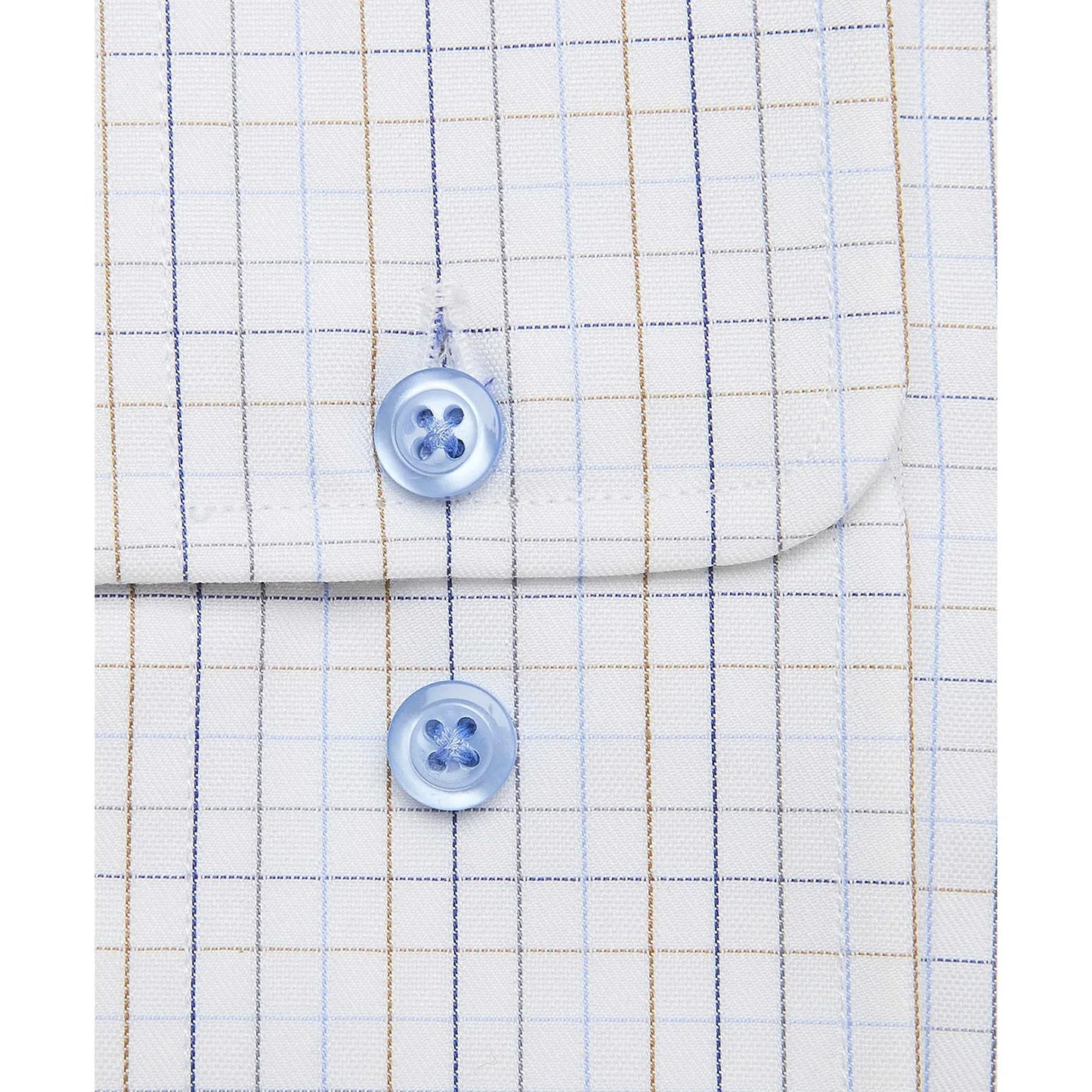 David Donahue Dress Shirt - Dune & Blue Graph Check (Regular Fit)