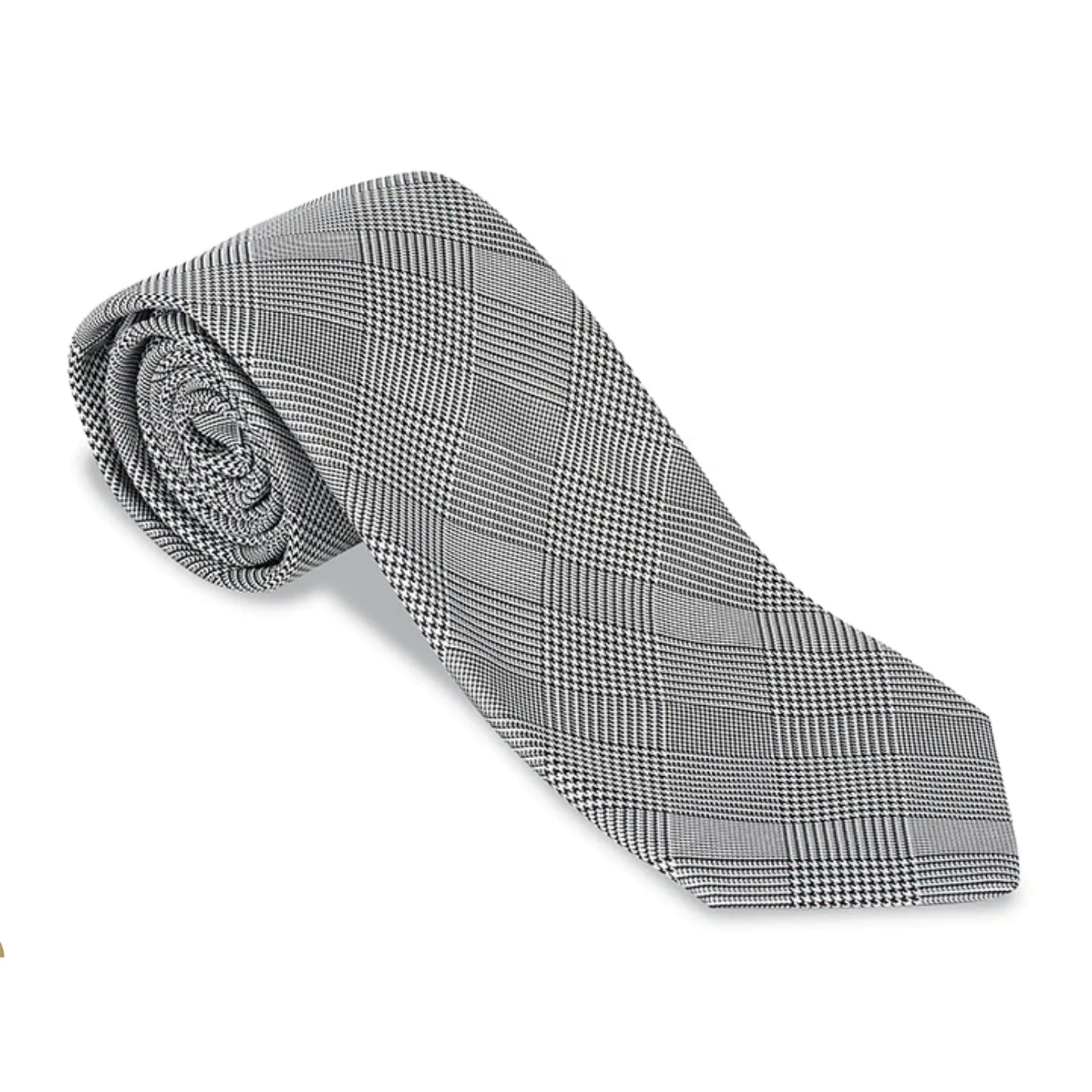 R Hanauer Tie - Gray/Silver with Glen Plaid Pattern