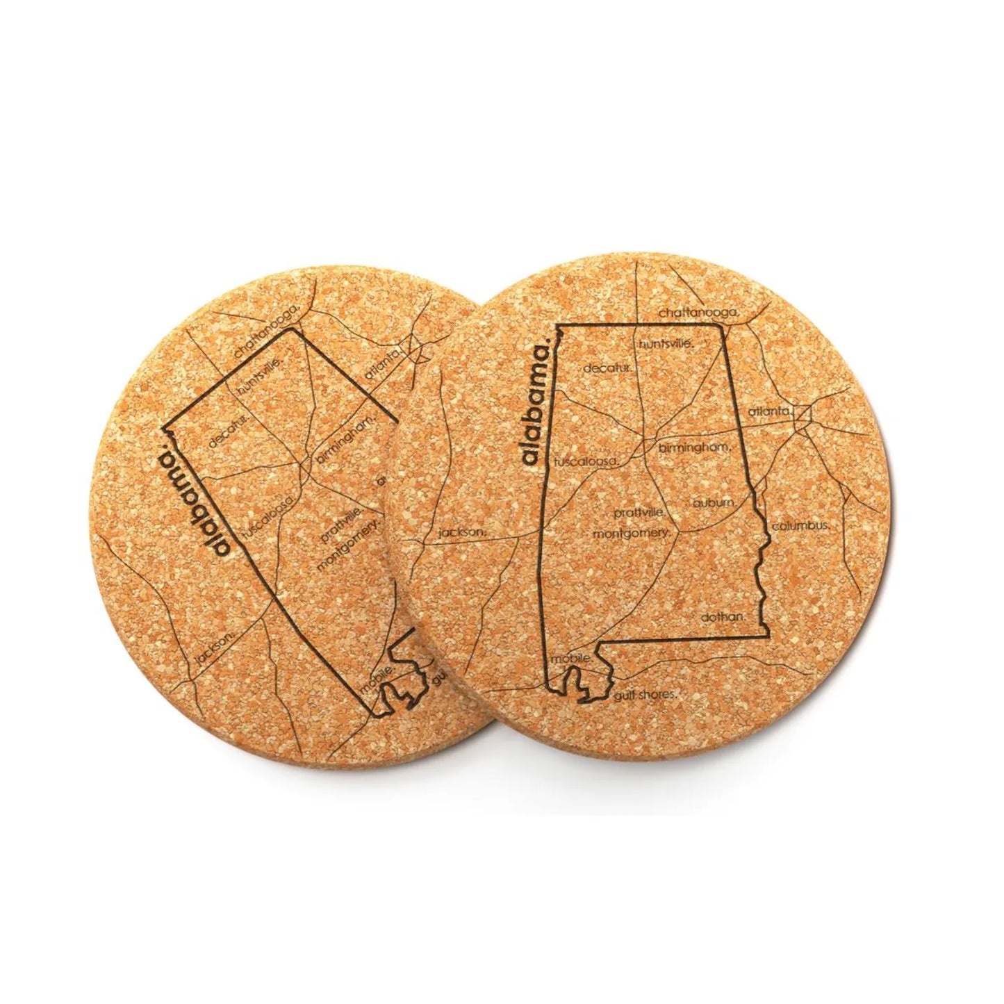 Well Told State Map Cork Coasters - Alabama