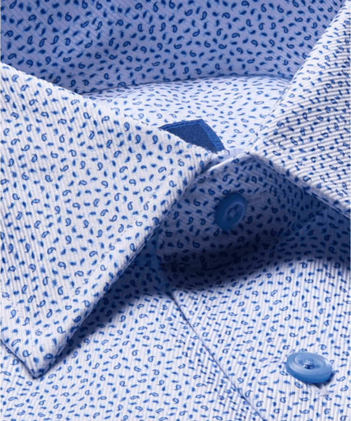 David Donahue Blue & White Mini Paisley Dress Shirt