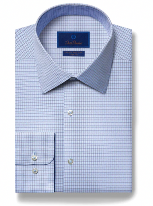 David Donahue Blue Micro Textured Non-Iron Dress Shirt