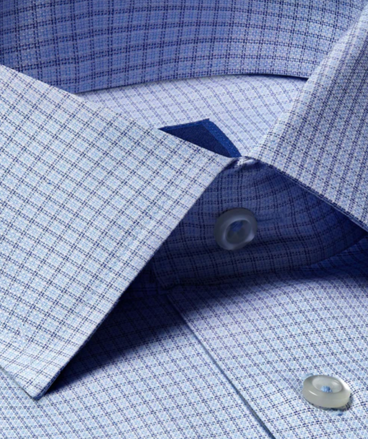David Donahue Blue Micro Textured Non-Iron Dress Shirt