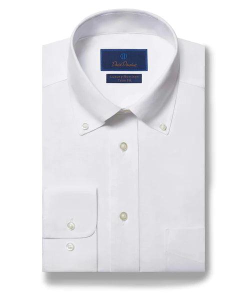 David Donahue White Pinpoint Oxford Dress Shirt (Trim Fit)