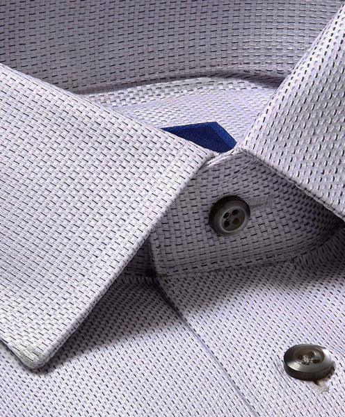 David Donahue Dress Shirt - Gray Micro Print (Trim)