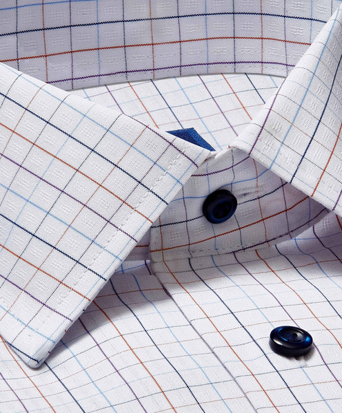 David Donahue Dress Shirt - White/Orange (Trim)